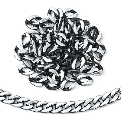 100Pcs Silver Color Plated Acrylic Linking Rings SACR-CJ0001-31-1