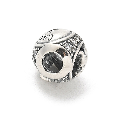 Brass Clear Cubic Zirconia European Beads FIND-M049-01AS-03-1