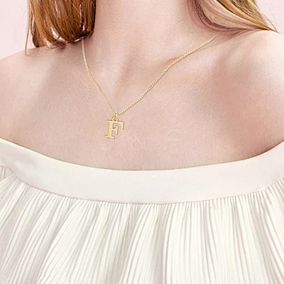 1pc 304 Stainless Steel Letter Pendant Necklaces NJEW-LP0001-38F-G-1