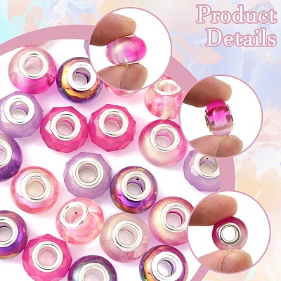 44Pcs 7 Styles UV Plating Resin European Beads RESI-FS0002-03-1