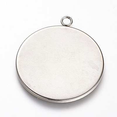 Non-Tarnish 201 Stainless Steel Pendant Cabochon Settings X-STAS-T004-015-1