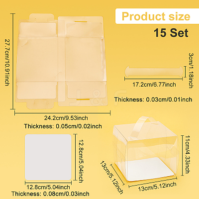 Foldable Transparent Plastic Single Cake Gift Packing Box CON-WH0084-42C-1