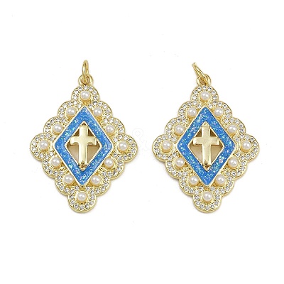 Brass Micro Pave Cubic Zirconia Enamel Pendants KK-L249-05G-1