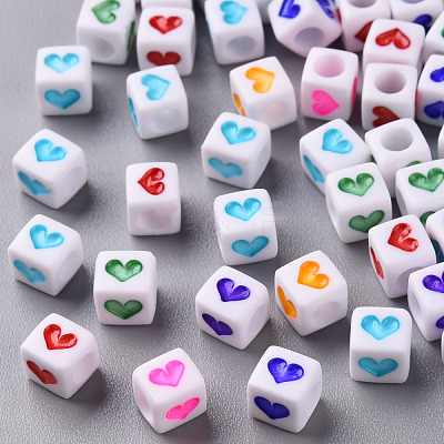 White Opaque Acrylic Beads X-MACR-T038-12-1