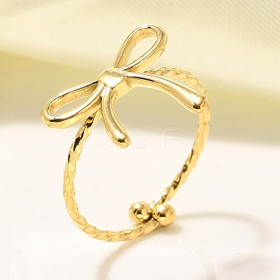 304 Stainless Steel Open Cuff Ring for Women RJEW-B109-01G-02-1