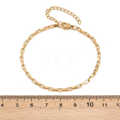 201 Stainless Steel Rectangle Link Chain Bracelets for Women BJEW-G767-01C-G-1