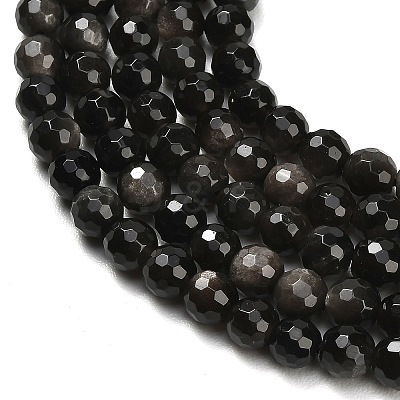 Natural Silver Obsidian Beads Strands G-C280-B08-6mm-1