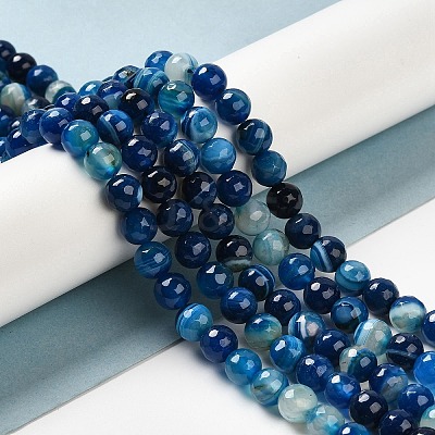 Natural Striped Agate/Banded Agate Beads Strands G-A246-8mm-07-1