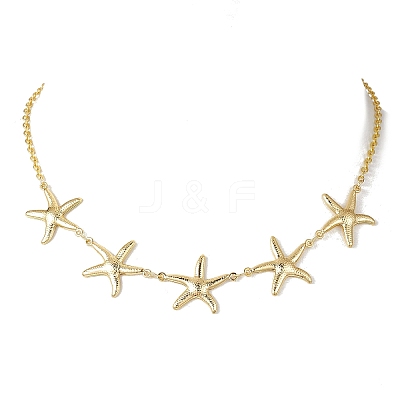 Ocean 304 Stainless Steel Starfish Bib Necklaces for Women NJEW-JN05920-1