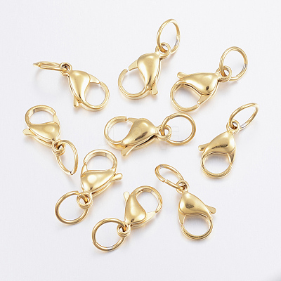 Ion Plating(IP) 304 Stainless Steel Lobster Claw Clasps X-STAS-P139-A17-G-1