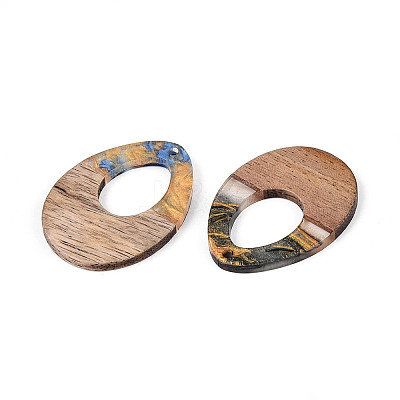 Opaque Resin & Walnut Wood Pendants RESI-T060-47M-1