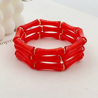 Acrylic Bamboo Joint Beaded Bracelets for Women FS-WG26A21-17-1