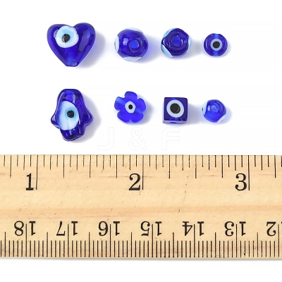 80Pcs 8 Styles Handmade Lampwork Evil Eye Beads LAMP-FS0001-38B-1