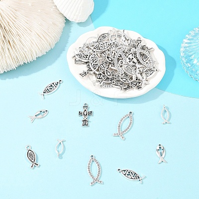 60Pcs 6 Styles Ocean Tibetan Style Alloy Pendants FIND-YW0012-44-1