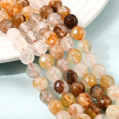 Natural Yellow Hematoid Quartz Beads Strands X-G-I003-8mm-04-1