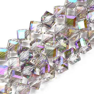 Electroplate Transparent Glass Beads Strands EGLA-N002-29-C01-1