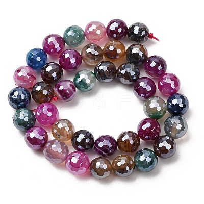 Electroplated Natural Agate Beads Strands G-B191-A07-10mm-11-1