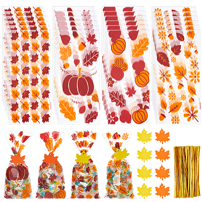 Rectangle Plastic Candy Bags for Thanksgiving Day CON-BC0007-06-1