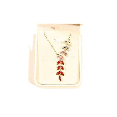 Wheat Alloy Gradient Color Cubic Zirconia Pendant Necklace & Stud Earring FS-WGBA5F1-02-1