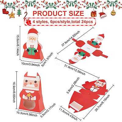 24Pcs 4 Styles Christmas Folding Gift Boxes CON-BC0007-09-1