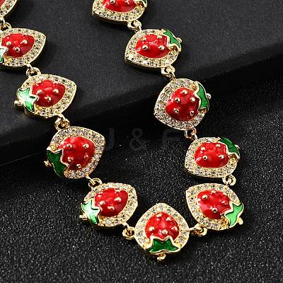 Brass Micro Pave Cubic Zirconia Link Bracelets BJEW-K278-02G-02-1