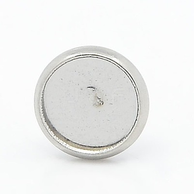 Tarnish Resistant 304 Stainless Steel Flat Round Stud Earring Settings X-STAS-I017-04-1