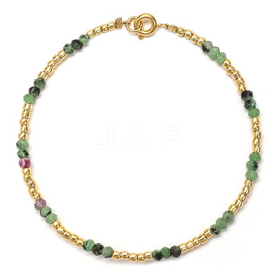 Natural Ruby in Zoisite & Glass Seed Bead Beaded Bracelets for Women GO0506-3-1