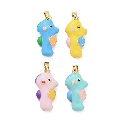 Brass Enamel Pendants KK-B158-03G-1