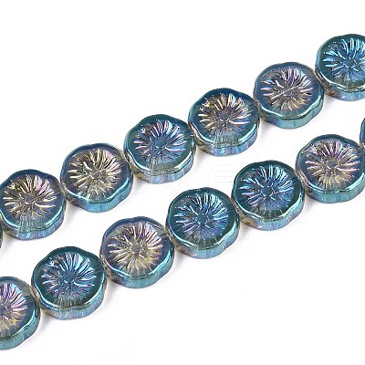 Half Electroplate Baking Paint Glass Beads Strands EGLA-K061-11A-AB09-1