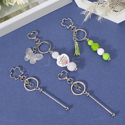 10Pcs Iron Bar Beadable Keychain KEYC-SC0001-76-1