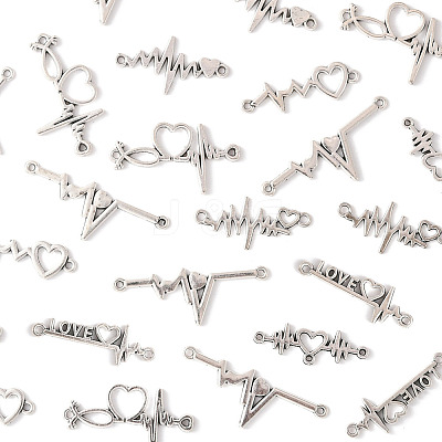 80Pcs 8 Styles Alloy Heartbeat Links Connectors Charms FIND-FS0004-72-1