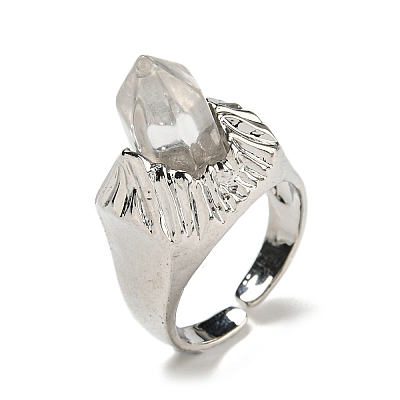 Bullet Glass Open Cuff Rings RJEW-B106-01AS-09-1