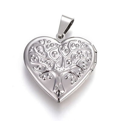 304 Stainless Steel Locket Pendants STAS-O116-02-1
