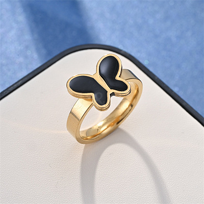 Stainless Steel and Enamel Finger Rings FS-WGB751E-54-1