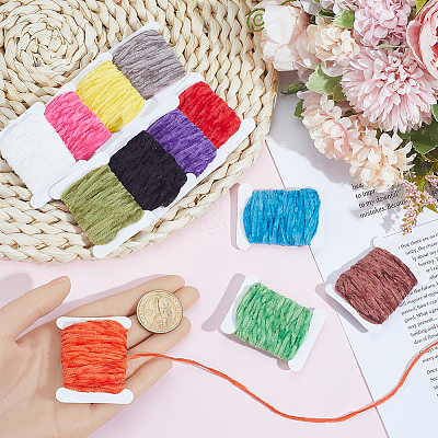 12Pcs 12 Colors Polyester Chenille Yarn Roll OCOR-SP0001-36-1
