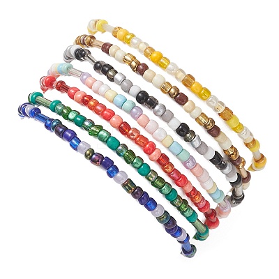 7Pcs Glass Seed Beaded Stretch Bracelets Sets BJEW-MZ00297-1