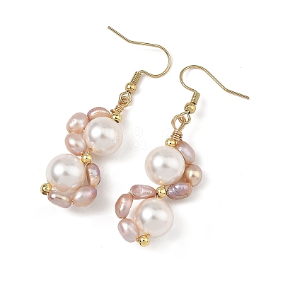 Shell Pearl 304 Stainless Steel Dangle Earrings EJEW-JE07370-02-1