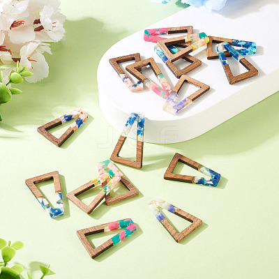 16Pcs 8 Colors Resin and Walnut Pendants FIND-TA0006-47-1