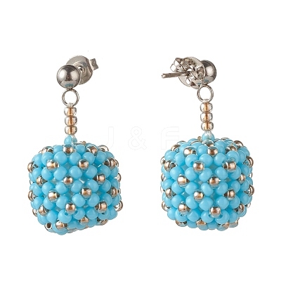 TOHO Japanese Seed Beads Dangle Stud Earrings EJEW-JE04762-02-1