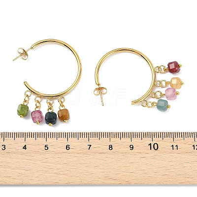 Natural Multicolor Tourmaline  Stud Tassel Earring EJEW-JE07221-1