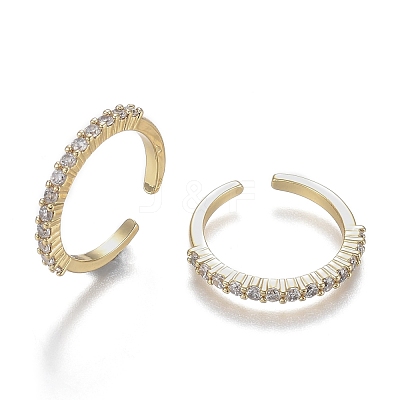 Adjustable Brass Micro Pave Clear Cubic Zirconia Cuff Rings ZIRC-Z002-11G-1