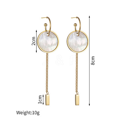 304 Stainless Steel Natural Shell Stud Earrings WG6211B-01-1