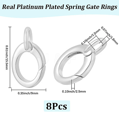 8Pcs Brass Spring Gate Rings KK-BBC0028-43P-1