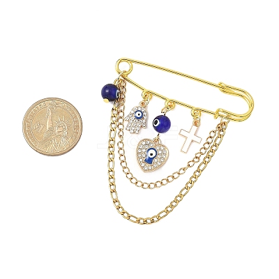 2Pcs Blue Evil Eye Alloy Enamel Charm Kilt Pins JEWB-BR00197-1
