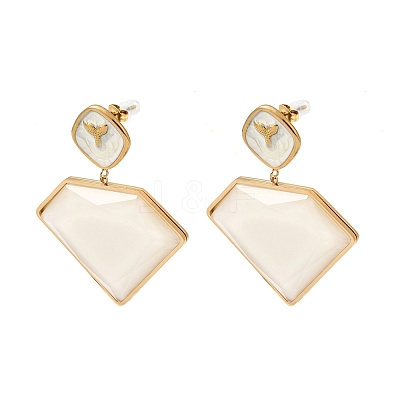 304 Stainless Steel & Acrylic Dangle Stud Earrings for Women EJEW-A164-06B-G-1