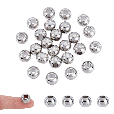 25Pcs 304 Stainless Steel European Beads STAS-GA0001-93-1