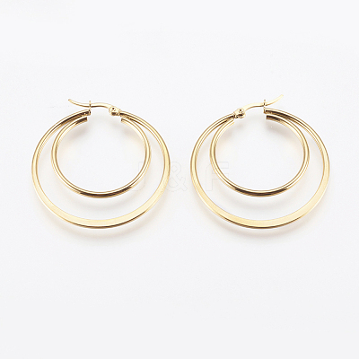 201 Stainless Steel Hoop Earrings X-EJEW-I213-B-02G-1