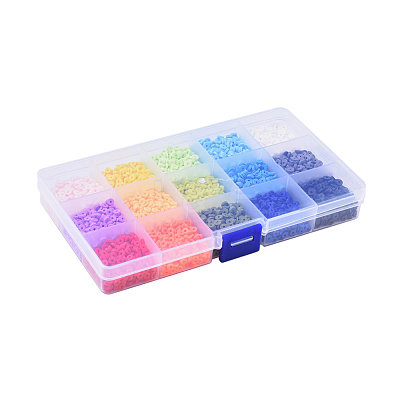 15 Colors Handmade Polymer Clay Beads CLAY-X0011-02-1