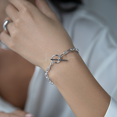 S925 Sterling Silver Geometric Chain Bracelet and Necklace Set for Daily Wear JM3454-2-1