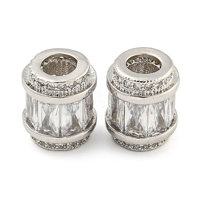 Rack Plating Brass Micro Pave Cubic Zirconia European Beads KK-F089-31P-08-1